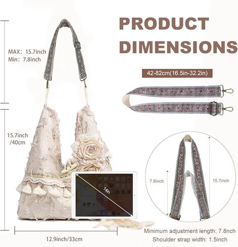 Boho Purses Bags for Women Hand Retro Tote Bag Shoulder Hobo Bag Casual Tassel Shoulder Handbag in Saudi Arabia