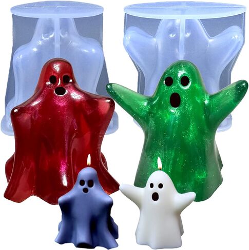 Halloween Ghost Candle Molds for Candle Making, 6 PCS Different Shapes Cute Spooky Silicone Molds for Candles Wax Soap Clay Plaster Epoxy Resin Home Decorations in Saudi Arabia
