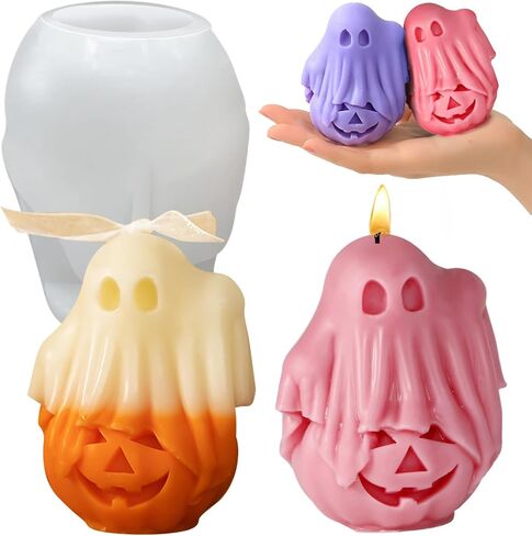 Halloween Ghost Candle Molds for Candle Making, 6 PCS Different Shapes Cute Spooky Silicone Molds for Candles Wax Soap Clay Plaster Epoxy Resin Home Decorations in Saudi Arabia