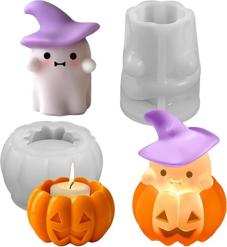 Halloween Ghost Candle Molds for Candle Making, 6 PCS Different Shapes Cute Spooky Silicone Molds for Candles Wax Soap Clay Plaster Epoxy Resin Home Decorations in Saudi Arabia