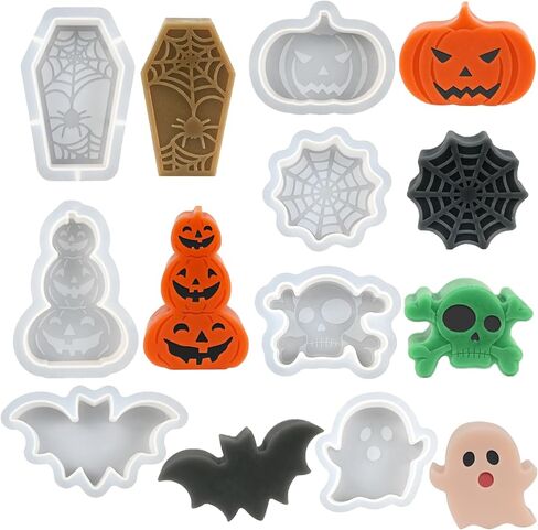 Halloween Ghost Candle Molds for Candle Making, 6 PCS Different Shapes Cute Spooky Silicone Molds for Candles Wax Soap Clay Plaster Epoxy Resin Home Decorations in Saudi Arabia