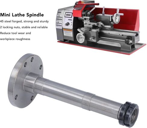 عمود دوران صغير من الفولاذ ZJchao 45 مع 2 صواميل قفل، عمود دوران مخرطة عالي المتانة 20 مم لمخرطة MX-180D 7x12 8x14، بديل لآلة 180 in Kuwait