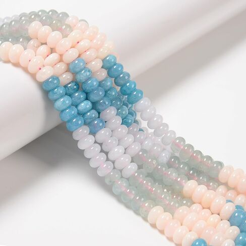 JM Design 5x8mm Mix Gemstone Rainbow Colored Smooth Rondelle Stone Beads for Bracelets Jewelry Making Adults in Saudi Arabia