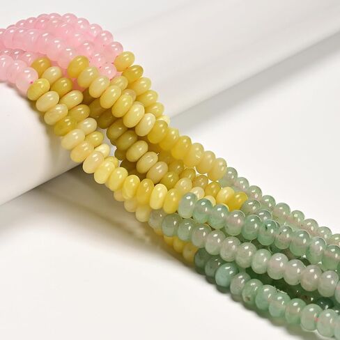 JM Design 5x8mm Mix Gemstone Rainbow Colored Smooth Rondelle Stone Beads for Bracelets Jewelry Making Adults in Saudi Arabia