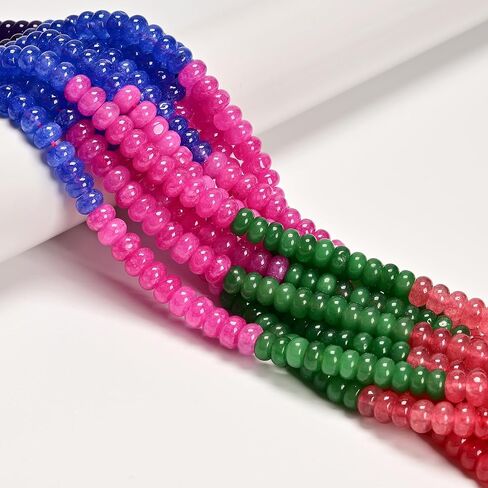 JM Design 5x8mm Mix Gemstone Rainbow Colored Smooth Rondelle Stone Beads for Bracelets Jewelry Making Adults in Saudi Arabia