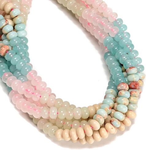 JM Design 5x8mm Mix Gemstone Rainbow Colored Smooth Rondelle Stone Beads for Bracelets Jewelry Making Adults in Saudi Arabia