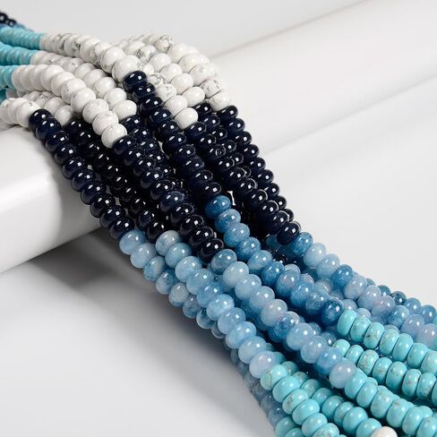 JM Design 5x8mm Mix Gemstone Rainbow Colored Smooth Rondelle Stone Beads for Bracelets Jewelry Making Adults in Saudi Arabia