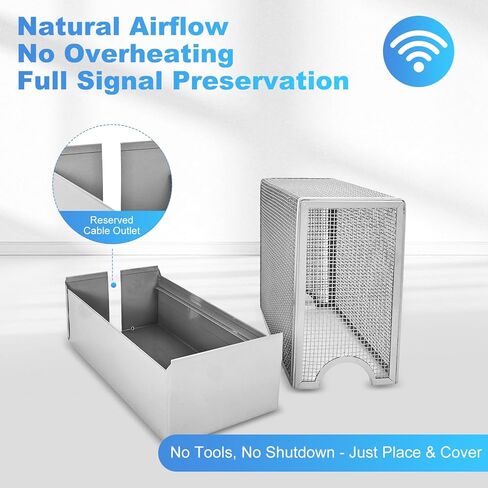 أجهزة توجيه WiFi كبيرة لغطاء حماية EMF - درع قفص Faraday لتقليل الكتل بنسبة 90% من انبعاثات جهاز التوجيه لأجهزة 5G وأجهزة التوجيه القياسية وفي الوقت نفسه تحافظ على الإشارة وتدفق الهواء مع ضمان لمدة عامين in Kuwait