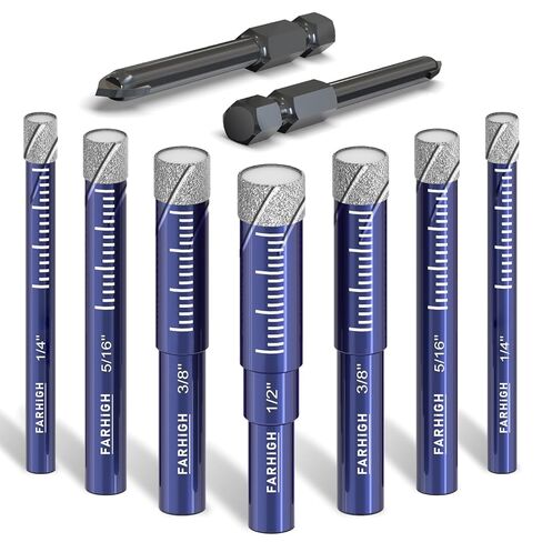6 Pcs Diamond Drill Bit Set for Porcelain, Tile, Ceramic, Pots, Glass, Granite, Concrete, Masonry, Stone, Premium Industrial Diamond Grit, Drill Bits for Efficient Precise Drilling in Kuwait