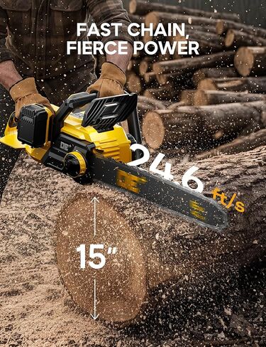 منشار كهربائي لاسلكي DeForce 16 بوصة 40 فولت، لبطاريات DeWalt 20V Max، منشار سلسلة يعمل بالبطارية بدون فرش، مع مزيتة تلقائية، منشار كهربائي محمول لتقليم الأشجار الخشبية (أداة عارية فقط) in Kuwait