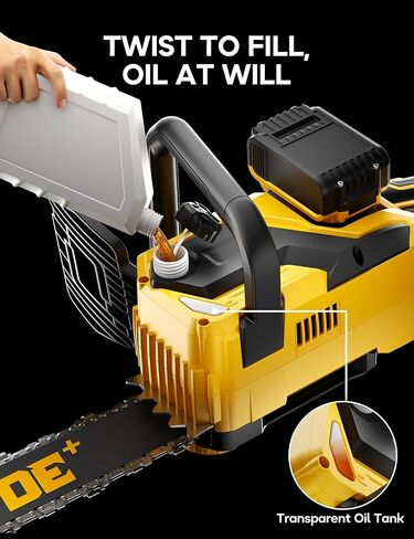 منشار كهربائي لاسلكي DeForce 16 بوصة 40 فولت، لبطاريات DeWalt 20V Max، منشار سلسلة يعمل بالبطارية بدون فرش، مع مزيتة تلقائية، منشار كهربائي محمول لتقليم الأشجار الخشبية (أداة عارية فقط) in Kuwait