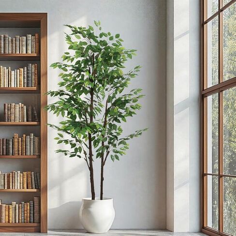 7.2 ft White Artificial Cherry Blossom Tree for Home Decor, Nearly Nature Faux Silk Flower Tree Indoor, Fake Realistic White Flowering Plant for Living Room Wedding Office Decorations in Saudi Arabia