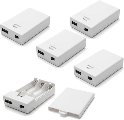 5 PCS USB Battery Pack for Neon Signs - 5V LED Power Supply, Converts Plug-in Neon Lights to Battery-Operated LED Signs (3AA, White) in Saudi Arabia