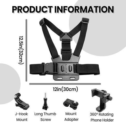 Mobile Phone Chest Mount Set, Strap Holder Cell Phone Clip for Action Camera POV Compatible with Samsung iPhone Plus etc in Saudi Arabia