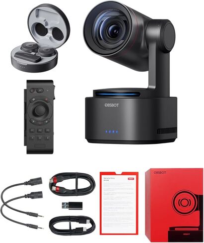 OBSBOT Tail 2 PTZR NDI Camera Bundle with Vox Wireless Mircrophone & Remote Controller, Pro AI Tracking, 1/1.5" CMOS, 50MP, 5X Optical Zoom, 12X Hybrid Zoom, SDI/HDMI/IP/USB 3.0 Output, Live Streaming in Saudi Arabia