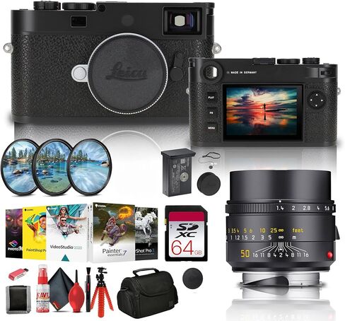 كاميرا Leica M11-P Rangefinder (أسود) (202-11) + عدسة Leica 50 مم f/1.4 + بطاقة ذاكرة 64 جيجابايت + طقم مرشح + حقيبة + قارئ بطاقات + برنامج Corel للصور + حامل ثلاثي القوائم مرن + محفظة ذاكرة + المزيد in Kuwait