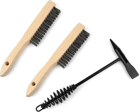 2 Pack Welding Chipping Hammer and Wire Brush Set – 11" Hammer with Coil Spring Handle, Cone and Vertical Chisel and 9.8" Stainless Steel Brush for Slag, Spatter, Residue Removal in Kuwait