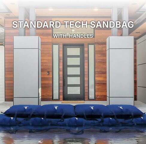 حقيبة رمل WEIBAO Standard Tech بمقابض - 5 عبوات (24 بوصة × 16 بوصة)، أزرق داكن | WB-600LH-A | حواجز الفيضانات التي يتم تنشيطها بالماء، وأكياس الرمل بدون رمل، ومانع المياه الماص in Kuwait