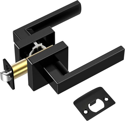 TICONN Matte Black Door Handle Heavy Duty, Reversible Square Door Lever for Bedroom, Bathroom, Rooms (Privacy, 5 Pack) in Saudi Arabia