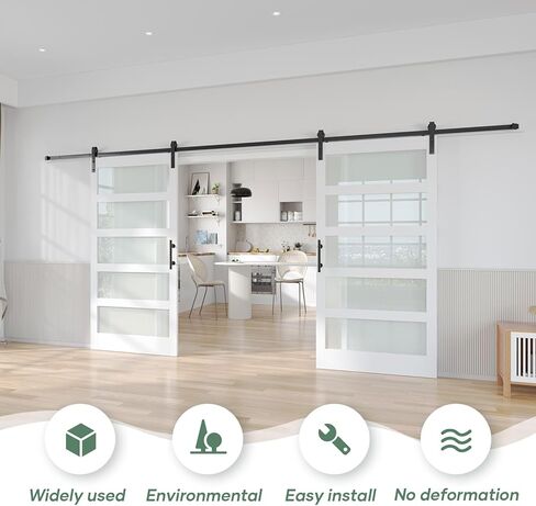 Fredbeck Double 42 Glass Barn Door 42X84 (84 barn Door with 14ft Hardware kit inlcuded in Saudi Arabia