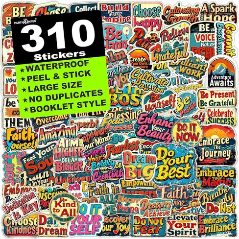 Parth Impex 370pcs ملصقات سجل القصاصات عتيقة - شارات الفينيل الرجعية لأجهزة الكمبيوتر المحمولة المحمولة الزجاجات والكتيبات والمذكرات غير المرغوب فيها وكتب القصاصات والحرف اليدوية DIY in Kuwait