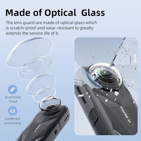 Insta 360 X5 Aluminum Frame Cage Case Bag Premium Glass Lens Guard Set Screen Protector for Insta360 X5 X 5 Accessories Kit Anti-Scratch Metal Shell Protective Film Cover (Black) in Saudi Arabia
