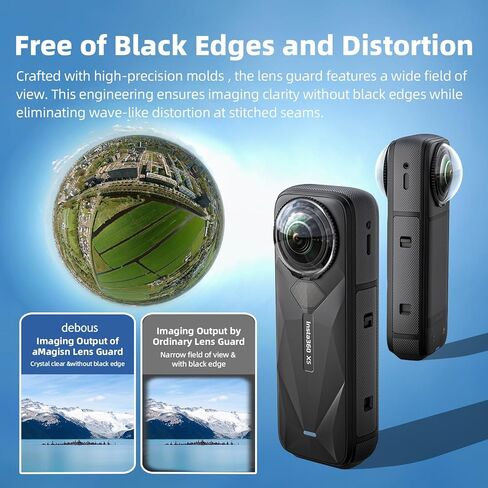 Insta 360 X5 Aluminum Frame Cage Case Bag Premium Glass Lens Guard Set Screen Protector for Insta360 X5 X 5 Accessories Kit Anti-Scratch Metal Shell Protective Film Cover (Black) in Saudi Arabia
