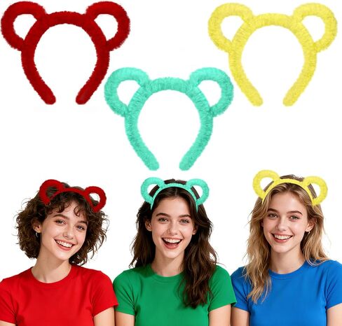 Akiido Chipmunk Ears عقال 3 حزمة ونظارات إطار مستديرة لأزياء Chipmunk ، والنساء هالوين Cospaly لباس الإكسسوارات لوازم الحفلات in Kuwait