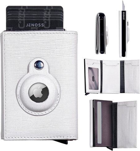Jenoss Smart Tracking Wallet for Men: Smart Tracker يعمل مع Apple Find My Comple Grain Leather و Slide Pop up ، و Compact 12 Compact 12 Cards Slot Money Clip in Saudi Arabia