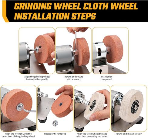 Mini Bench Grinder with 3 Wheels, Electric Multi-Purpose Grinding Machine for Metal, Wood, Knife Making, Jewelry Buffing, 6.3 x 3.5 inch Base in Saudi Arabia