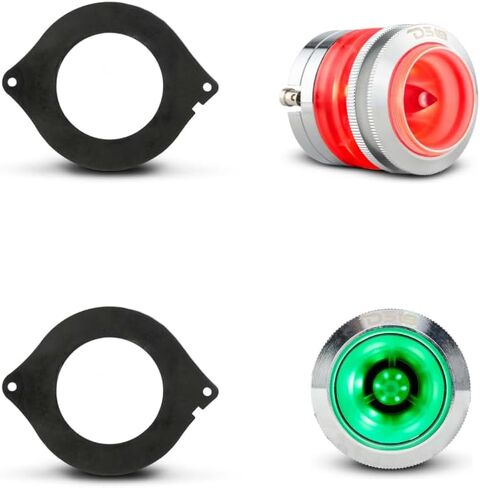 DS18 Premium Sound Bundle - 2X PRO-TW7L RGB Lighting Super Bullet Tweeters with 2X PRO-TWR3 3" Speaker Adapter Abs Ring for Jeep/Chrysler - High-Fidelity Audio Upgrade in Saudi Arabia