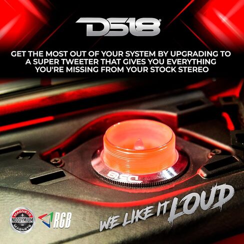 DS18 Premium Sound Bundle - 2X PRO-TW7L RGB Lighting Super Bullet Tweeters with 2X PRO-TWR3 3" Speaker Adapter Abs Ring for Jeep/Chrysler - High-Fidelity Audio Upgrade in Saudi Arabia