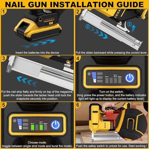 18 Gauge Cordless Brad Nailer for Dewalt 20V MAX Battery, Battery Powered Nail Gun with 1000 Nails, Lightweight Electric Nail Gun for Woodworking, Framing, DIY & Home Improvement (No Battery) in Kuwait