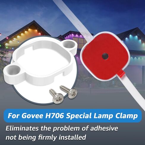 120 قطعة من دعامات التثبيت المتوافقة مع مصابيح Govee الخارجية Pro H706، مشابك إضاءة لمصابيح Govee H706A H706B H706C الخارجية، دعامة التثبيت تحل محل لاصق 3M للضوء 200 قدم in Kuwait