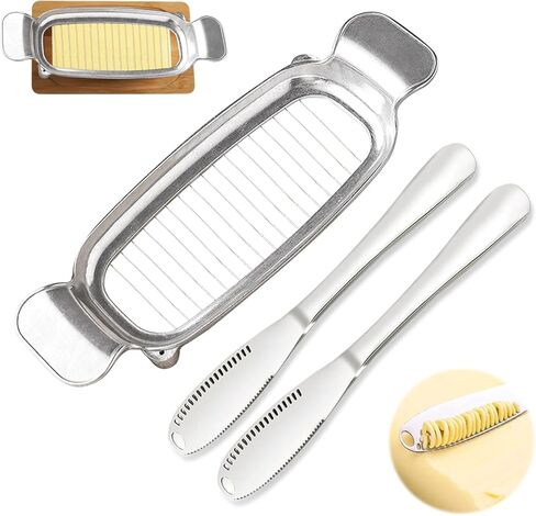 Butter & Cheese Slicer Cutter, Stainless Steel Wire Cheese Slicer, Safe for Food Contact, Multipurpose Handheld Butter Cutter for Block Cheese, Butter, Soft Fruits, and Dishwasher Safe in Kuwait