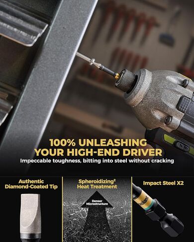 toolant 2 Inch Flat Slotted Bit SL3/16", Magnetic Anti-Slip Impact Screwdriver Bits, 2pcs Impact Steel X2 Driver Bit Set with CNC-Machined Tips for Impact Drivers in Saudi Arabia