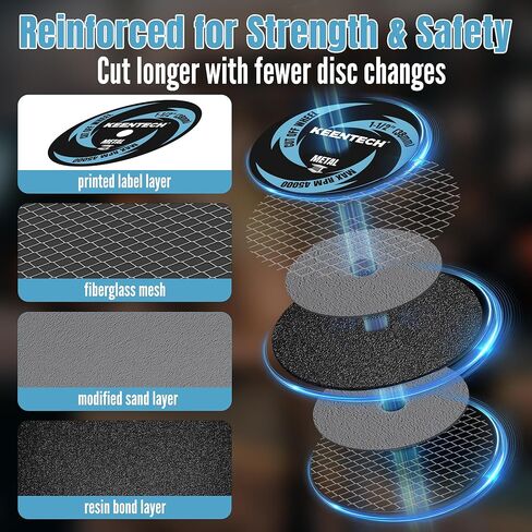KEENTECH 1-1/2" Cut Off Wheels 11 Pack, 1.5" x 1/8" Fiberglass Reinforced Cutting Discs with 1 Mandrels, Rotary Tool Accessories for Metal in Saudi Arabia