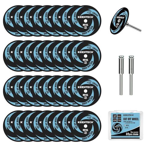 KEENTECH 1-1/2" Cut Off Wheels 11 Pack, 1.5" x 1/8" Fiberglass Reinforced Cutting Discs with 1 Mandrels, Rotary Tool Accessories for Metal in Saudi Arabia