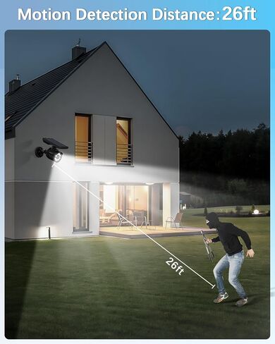 WEILAILIFE Solar Motion Sensor Light Outdoor Wireless Security Floodlight Fake Security Camera with LED Spotlights Waterproof 800 Lumen Bright Exterior Light(Black 1 Pack) in Saudi Arabia