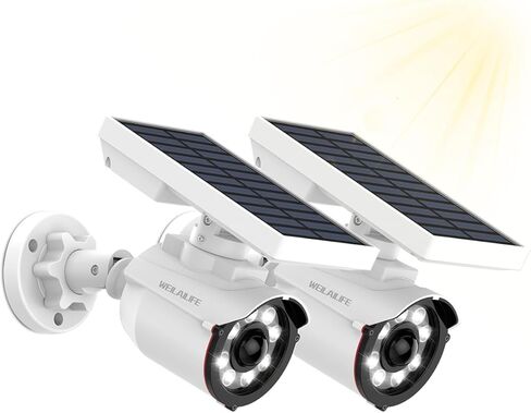 WEILAILIFE Solar Motion Sensor Light Outdoor Wireless Security Floodlight Fake Security Camera with LED Spotlights Waterproof 800 Lumen Bright Exterior Light(Black 1 Pack) in Saudi Arabia