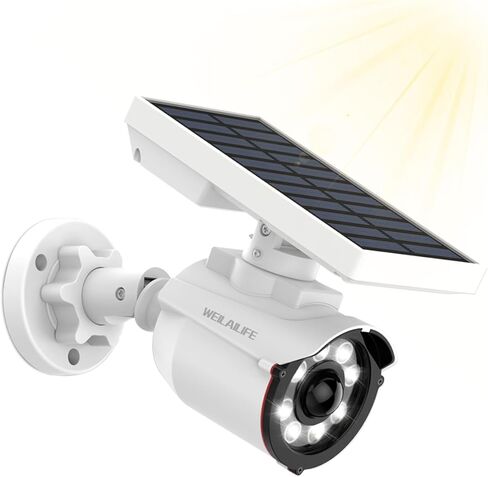 WEILAILIFE Solar Motion Sensor Light Outdoor Wireless Security Floodlight Fake Security Camera with LED Spotlights Waterproof 800 Lumen Bright Exterior Light(Black 1 Pack) in Saudi Arabia