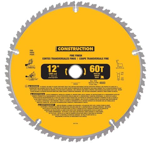 #DW3126 12" 60T Construction Miter Saw Blades DW3126 Construction Fine Finish 12" 60 Teeth Miter Saw Blade DW3126-60T DW3126-A9 Quality Durable New Replacement Parts for DeWALT in Saudi Arabia