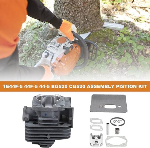 44MM 52CC Cylinder Assy 1E44F-5 44F-5 44-5 BG520 CG520 Assembly Piston Kit Ring Pin Clip Rebuild Trimmer Parts, Silver in Kuwait