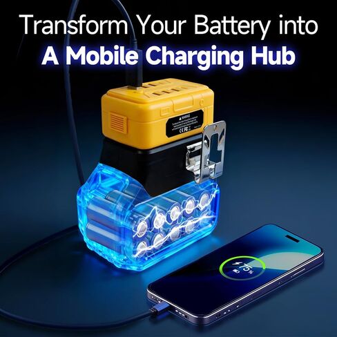 USB Charger Adapter for DEWALT Battery - 75W 8-Charging Ports, PD/QC Fast Charge for Smart Phone, Tablet, Laptop and More in Saudi Arabia