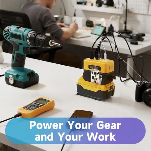 USB Charger Adapter for DEWALT Battery - 75W 8-Charging Ports, PD/QC Fast Charge for Smart Phone, Tablet, Laptop and More in Saudi Arabia