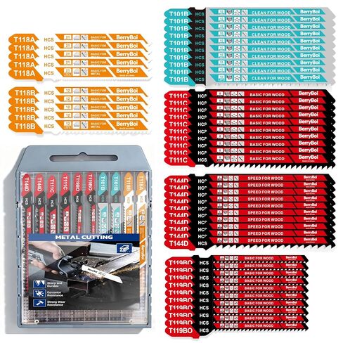 50-PCS T-Shank Jigsaw Blades Set for Wood & Metal, Plastic Cutting Assorted Jigsaw Blades with Plastic Case(T118A/T118B/T101B/T119BO/T111C/T144D) in Saudi Arabia