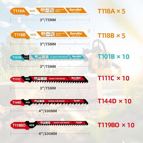 50-PCS T-Shank Jigsaw Blades Set for Wood & Metal, Plastic Cutting Assorted Jigsaw Blades with Plastic Case(T118A/T118B/T101B/T119BO/T111C/T144D) in Saudi Arabia