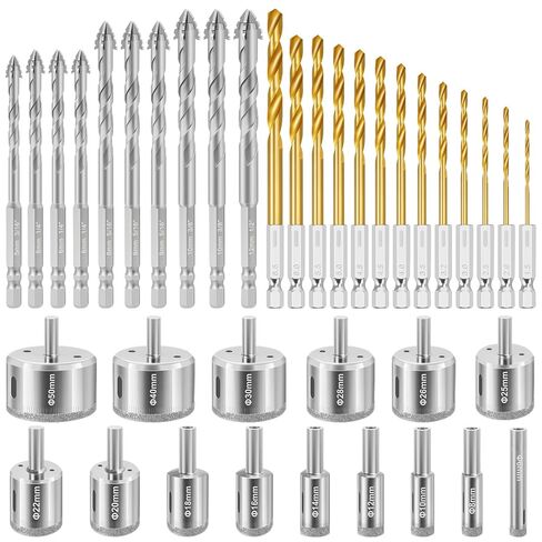 Diamond Drill Bits Set, 30 Pcs Professional Masonry Drill Bit Set, Premium Carbide Drill Bits Set, Multiple Sizes Concrete Drill Bit for Ceramic Glass Porcelain Tile Marble Metal Plastic Wood, Blue in Saudi Arabia