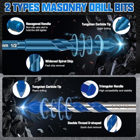 Diamond Drill Bits Set, 30 Pcs Professional Masonry Drill Bit Set, Premium Carbide Drill Bits Set, Multiple Sizes Concrete Drill Bit for Ceramic Glass Porcelain Tile Marble Metal Plastic Wood, Blue in Saudi Arabia