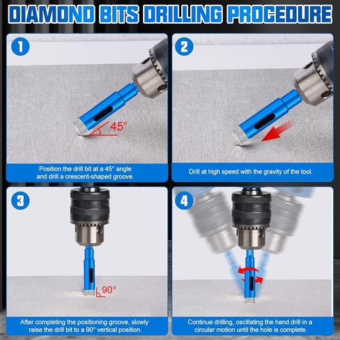 Diamond Drill Bits Set, 30 Pcs Professional Masonry Drill Bit Set, Premium Carbide Drill Bits Set, Multiple Sizes Concrete Drill Bit for Ceramic Glass Porcelain Tile Marble Metal Plastic Wood, Blue in Saudi Arabia